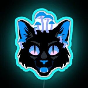 Mushroom Cat Blue RGB Neon Sign