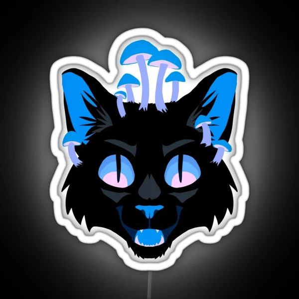 Mushroom Cat Blue RGB Neon Sign