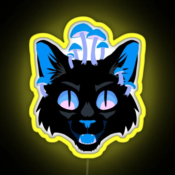 Mushroom Cat Blue RGB Neon Sign