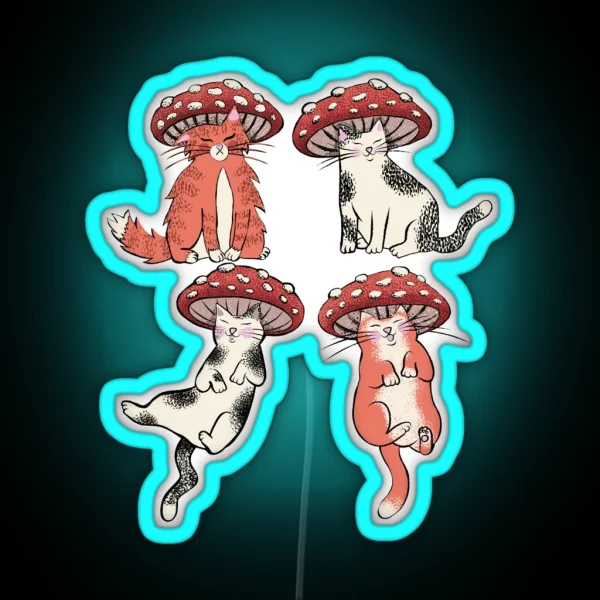 Mushroom Cat Club RGB Neon Sign