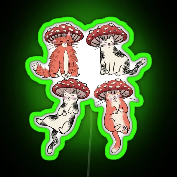 Mushroom Cat Club RGB Neon Sign