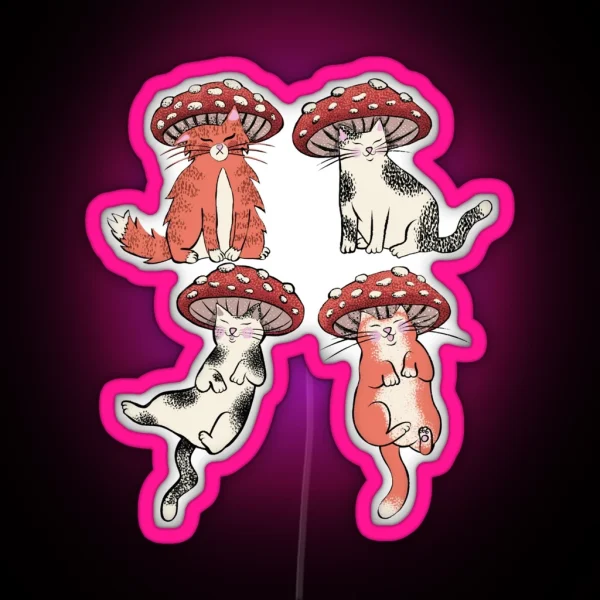 Mushroom Cat Club RGB Neon Sign