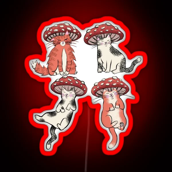 Mushroom Cat Club RGB Neon Sign