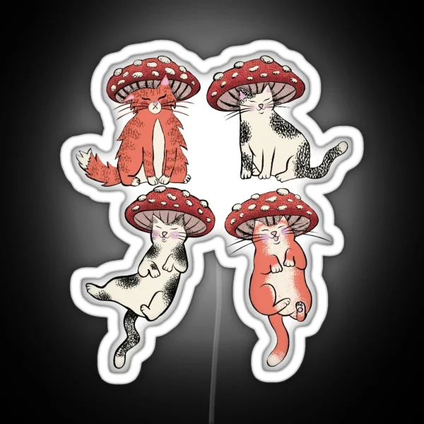 Mushroom Cat Club RGB Neon Sign