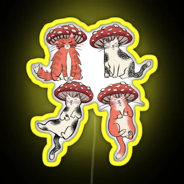 Mushroom Cat Club RGB Neon Sign