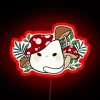 cat with mushroom neon sign rgb red