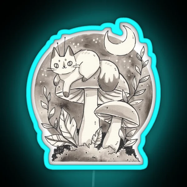 Mushroom Fairy Cat RGB Neon Sign