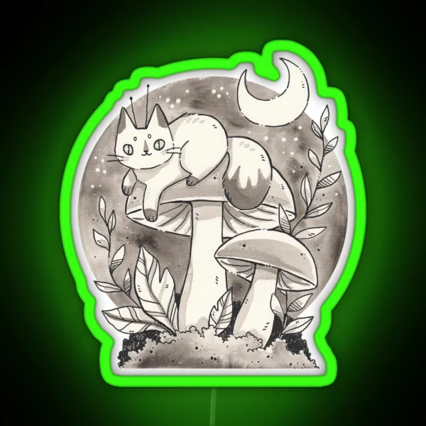Mushroom Fairy Cat RGB Neon Sign