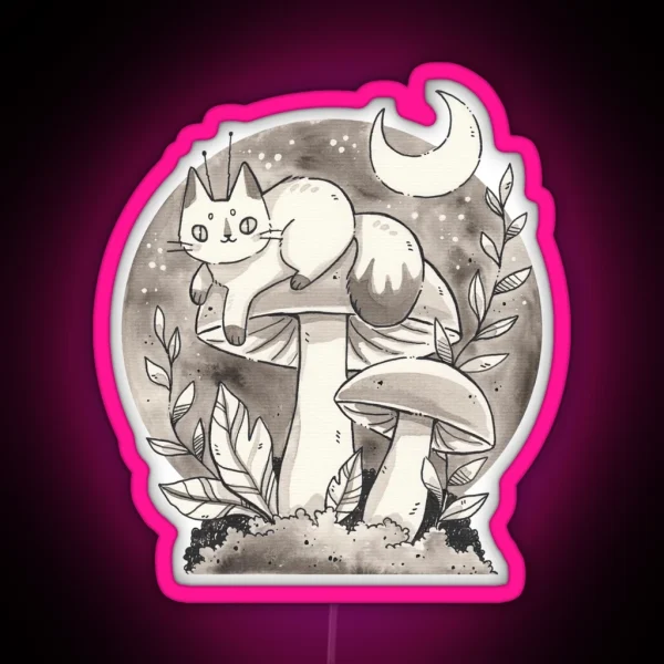 Mushroom Fairy Cat RGB Neon Sign