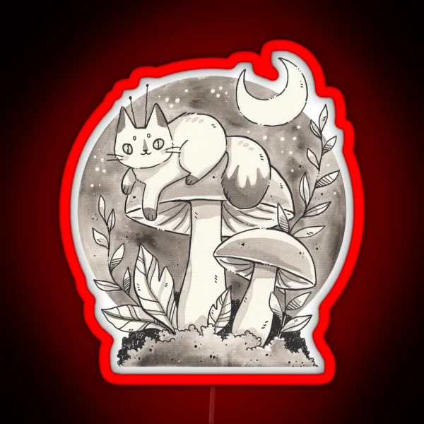 Mushroom Fairy Cat RGB Neon Sign