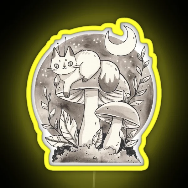 Mushroom Fairy Cat RGB Neon Sign