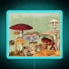 Mushroom garden with vibrant neon RGB blue fungus in a mysterious forest.