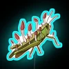neon sign mushroom grasshopper rgb blue