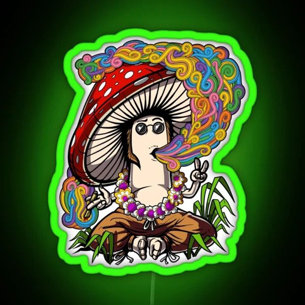 Mushroom Hippie Stoner RGB Neon Sign