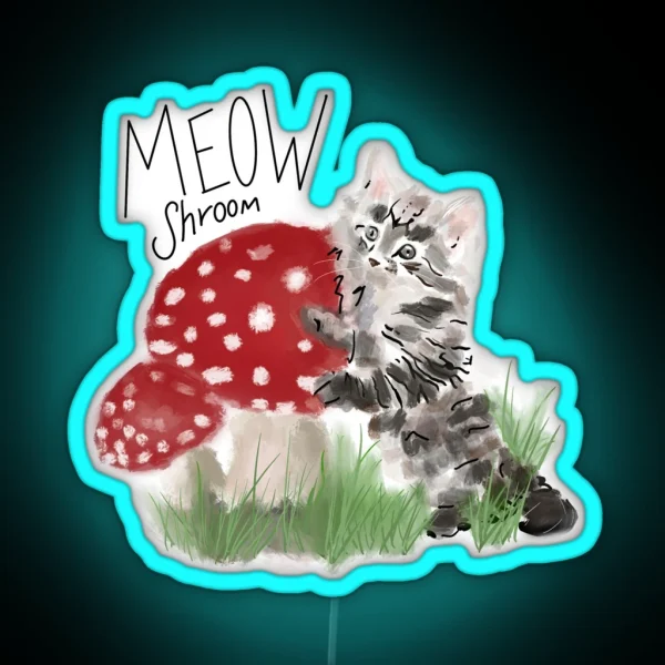 Mushroom Kitty RGB Neon Sign