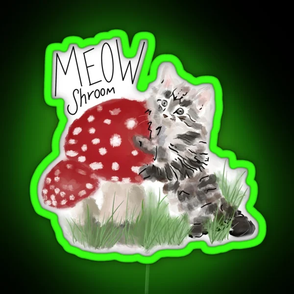 Mushroom Kitty RGB Neon Sign