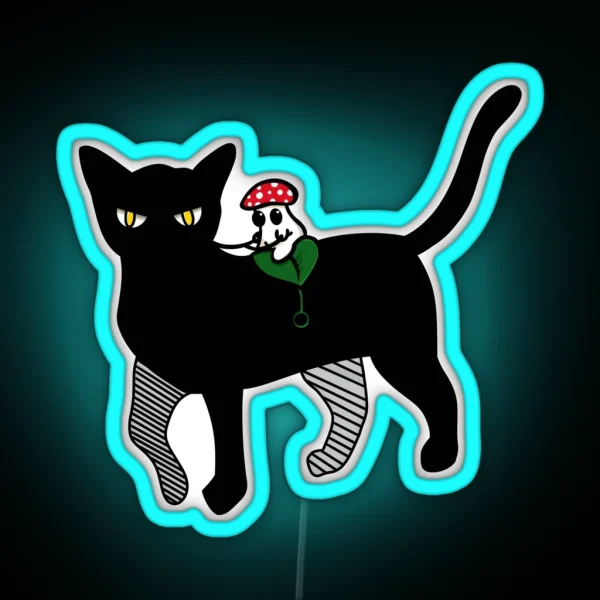 Mushroom On Cat RGB Neon Sign