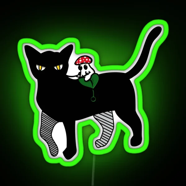 Mushroom On Cat RGB Neon Sign