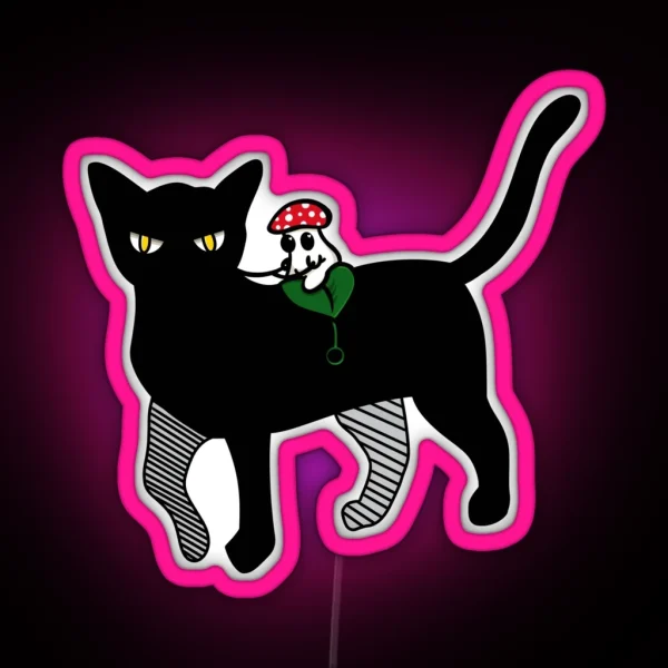 Mushroom On Cat RGB Neon Sign
