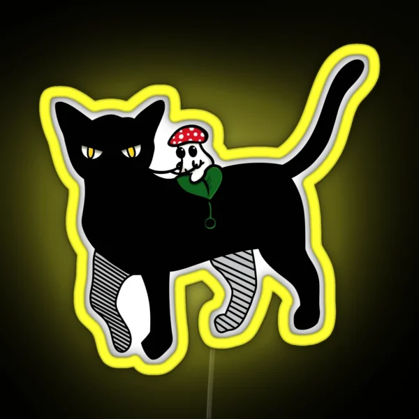 Mushroom On Cat RGB Neon Sign