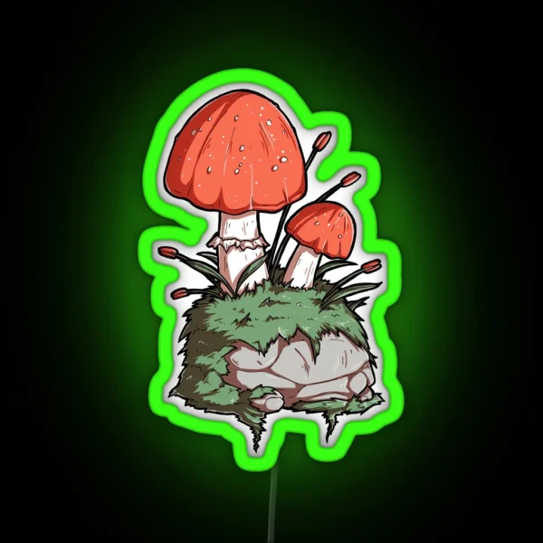 Mushrooms And Moss And A Rock RGB Neon Sign