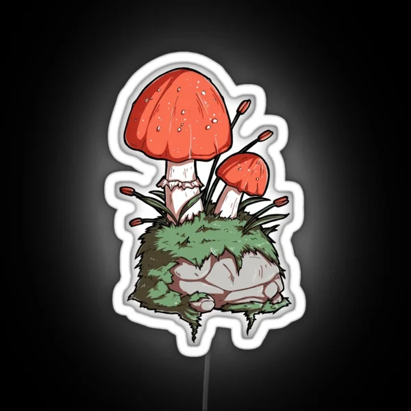 Mushrooms And Moss And A Rock RGB Neon Sign