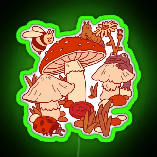 Mushrooms And Tiny Friends RGB Neon Sign