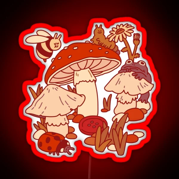 Mushrooms And Tiny Friends RGB Neon Sign