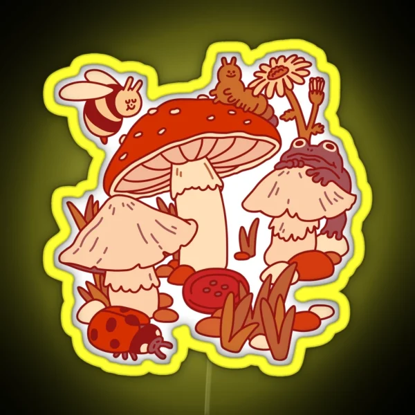 Mushrooms And Tiny Friends RGB Neon Sign