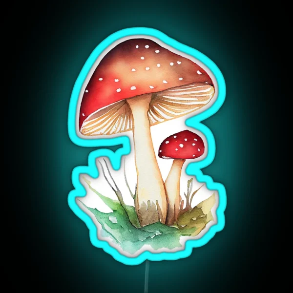 Mushrooms Hydro Led Mushroom Clipart Watercolor RGB Neon Sign