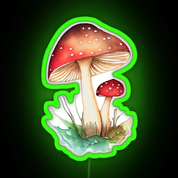 Mushrooms Hydro Led Mushroom Clipart Watercolor RGB Neon Sign