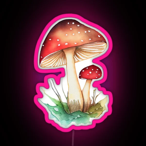 Mushrooms Hydro Led Mushroom Clipart Watercolor RGB Neon Sign
