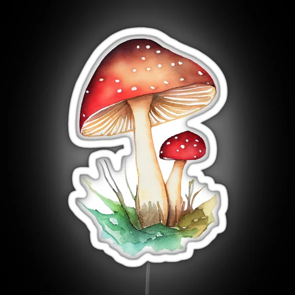 Mushrooms Hydro Led Mushroom Clipart Watercolor RGB Neon Sign
