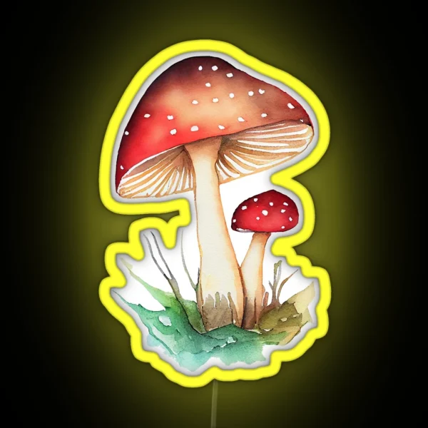 Mushrooms Hydro Led Mushroom Clipart Watercolor RGB Neon Sign