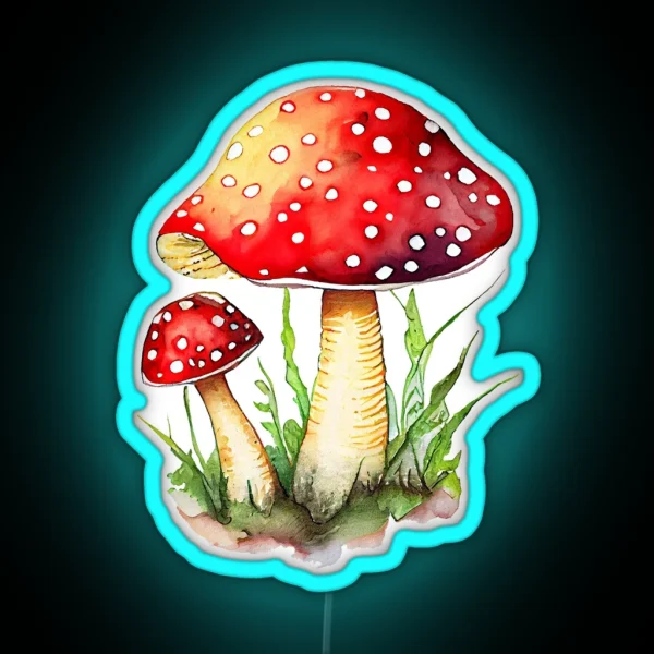 Mushrooms Hydro Led Mushroom Clipart Watercolor RGB Neon Sign