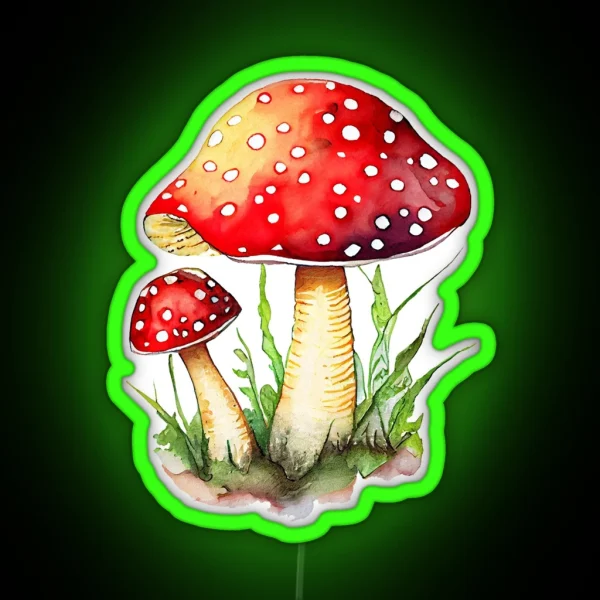 Mushrooms Hydro Led Mushroom Clipart Watercolor RGB Neon Sign