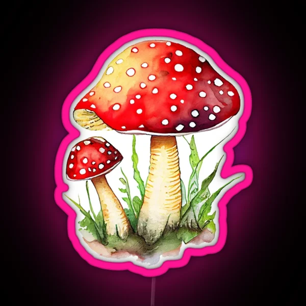 Mushrooms Hydro Led Mushroom Clipart Watercolor RGB Neon Sign