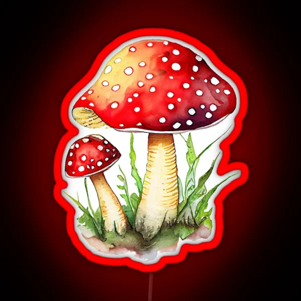 Mushrooms Hydro Led Mushroom Clipart Watercolor RGB Neon Sign
