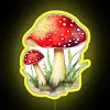 Watercolor mushrooms with neon RGB lighting under yellow hydro led.