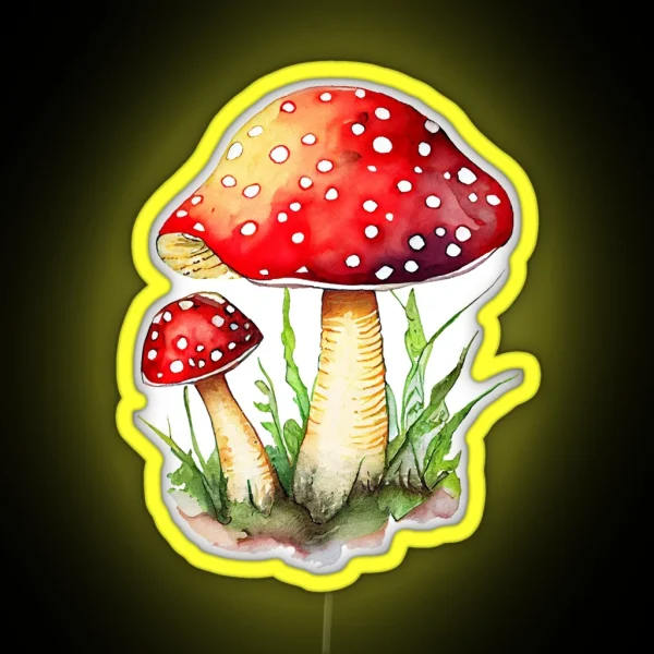 Mushrooms Hydro Led Mushroom Clipart Watercolor RGB Neon Sign