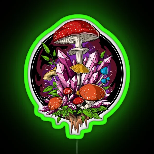 Mushrooms Moon Phases RGB Neon Sign