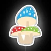vibrant rgb neon sign featuring colorful mushrooms.