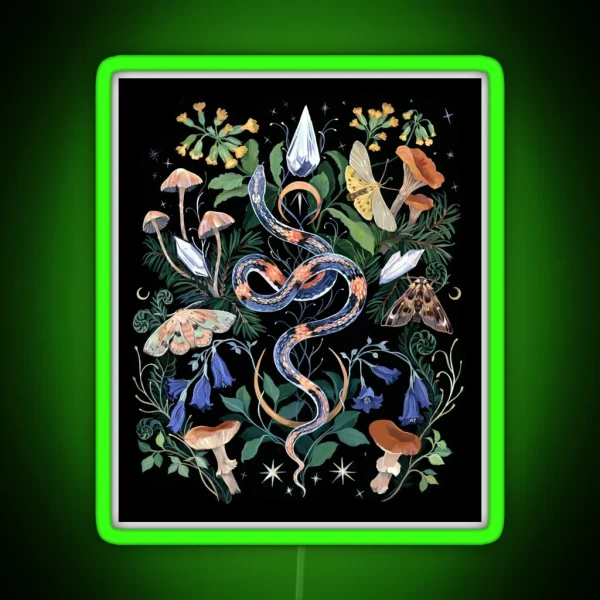 Mushrooms Snake Crystals RGB Neon Sign