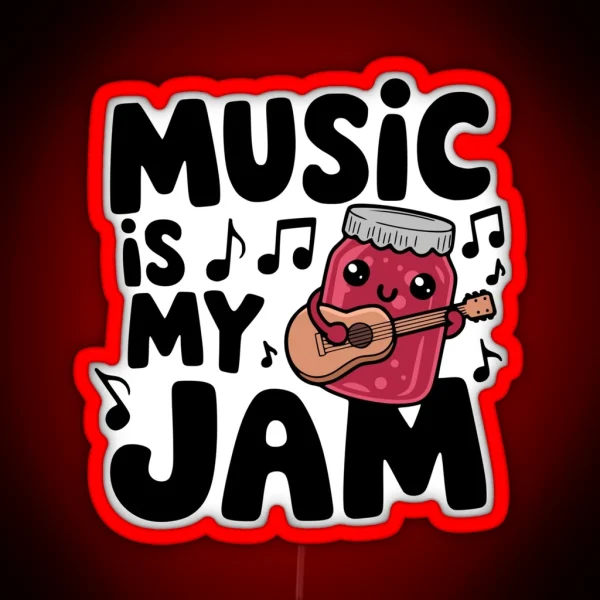 Music Is My Jam Cute Guitar Music Puns RGB Neon Sign