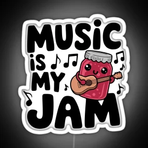 Music Is My Jam Cute Guitar Music Puns RGB Neon Sign