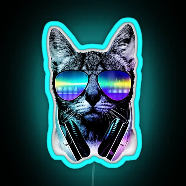 Music Lover Cat RGB Neon Sign