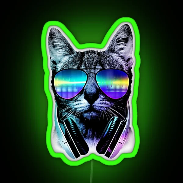 Music Lover Cat RGB Neon Sign