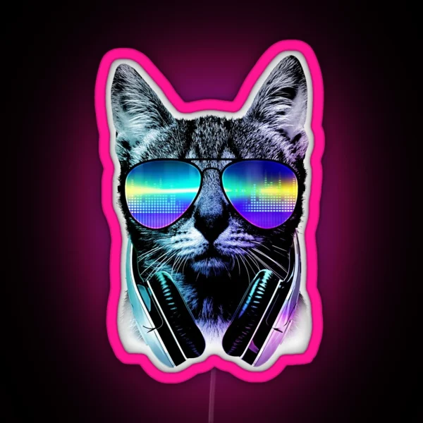 Music Lover Cat RGB Neon Sign