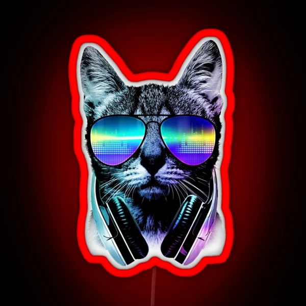 Music Lover Cat RGB Neon Sign