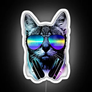 Music Lover Cat RGB Neon Sign